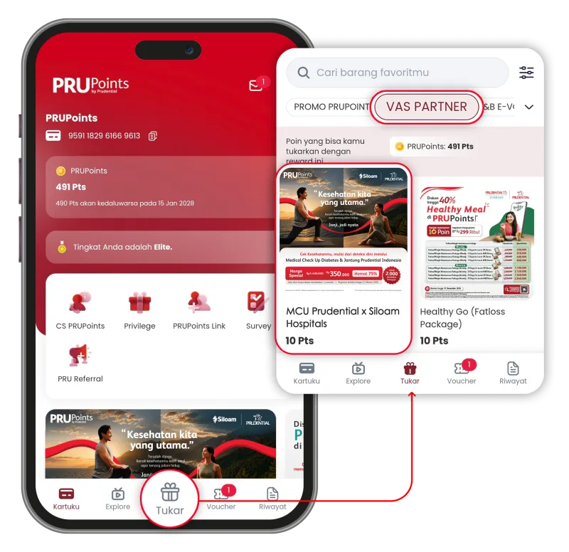 Cara pilih voucher MCU di aplikasi PRUPoints